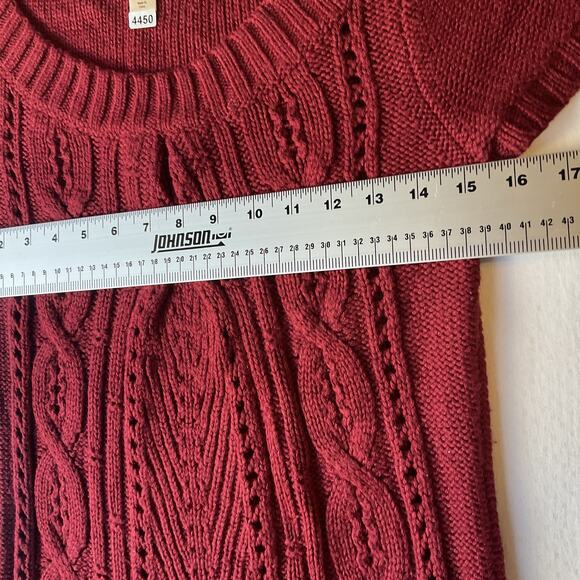 Decree Women Dress Size M Red Cable Knit Sweater Dress Short Sleeve Knee Length - Picture 6 of 10